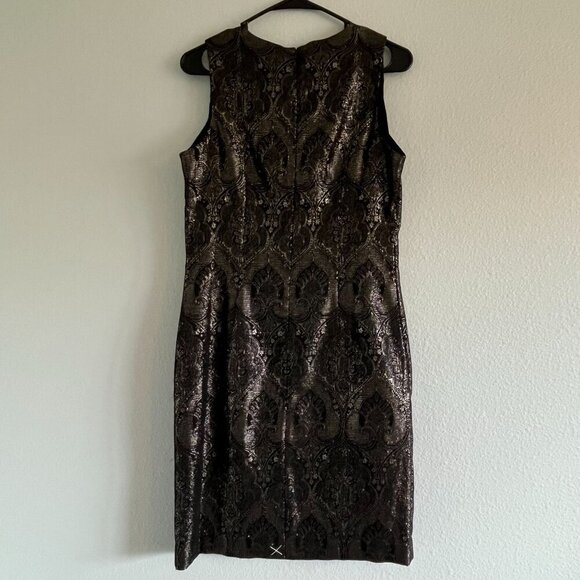 J McLaughlin Belinda Sheath Dress Zahara Jacquard Metallic Sleeveless Black 6‎ - Picture 7 of 11